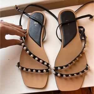 Zara Pearl Sandals Size 41